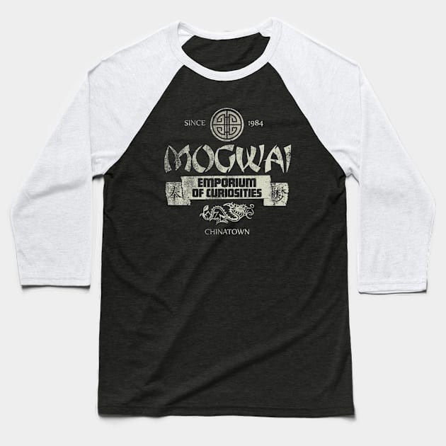 Mogwai Curio Shop, distressed Baseball T-Shirt by hauntedjack